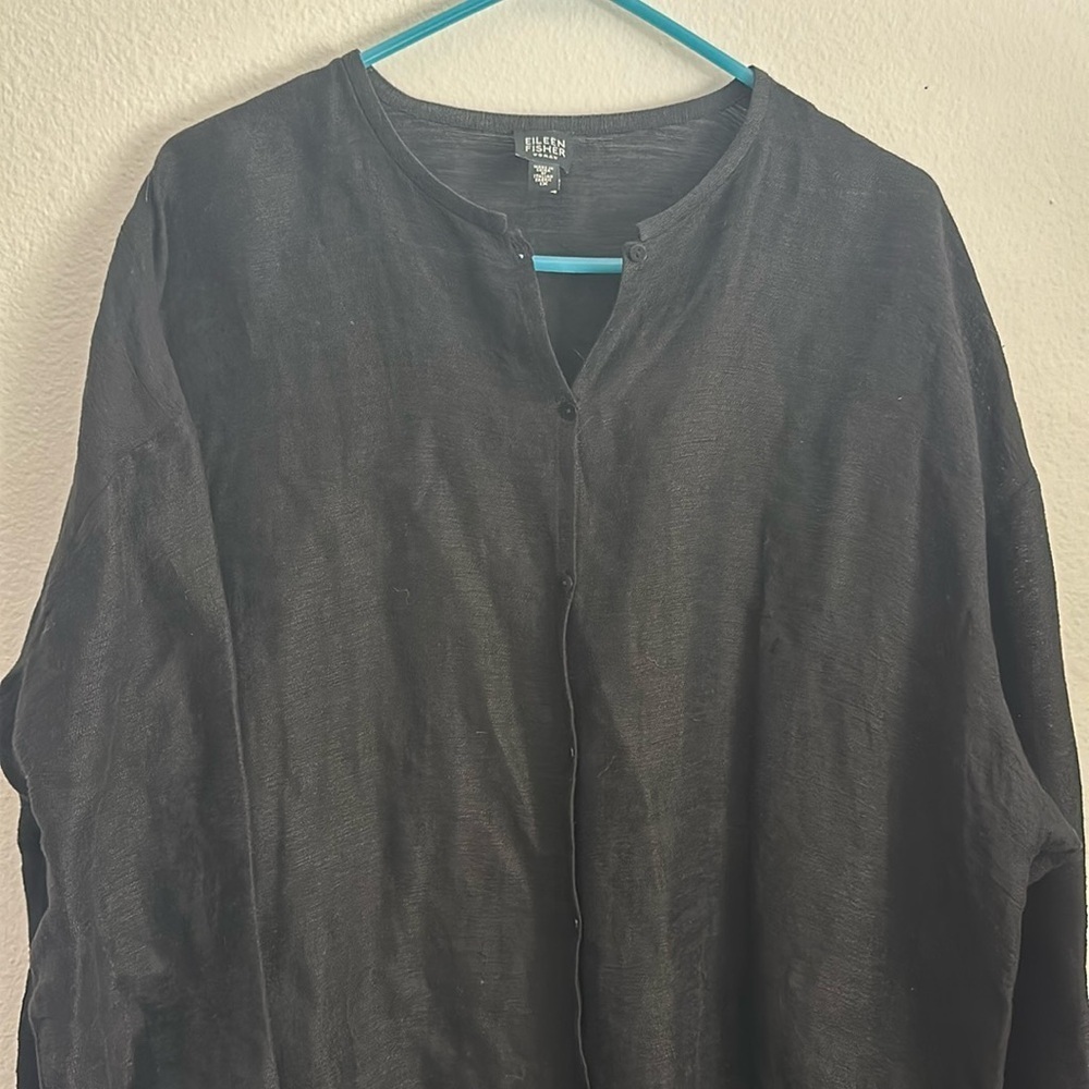 Eileen fisher long sleeve button down tunic shirt 1X.